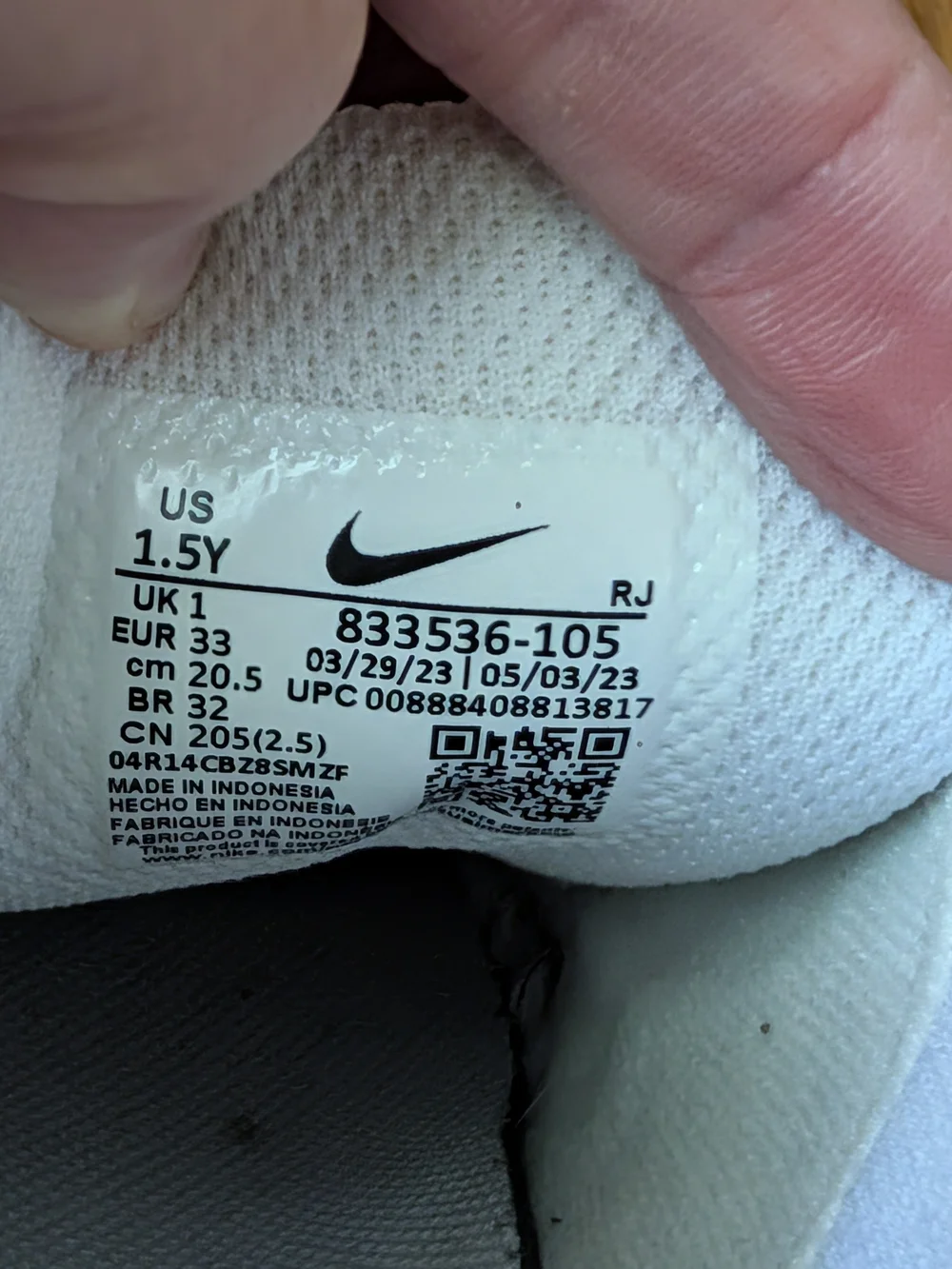 Nike Kids White Sneakers with Gold Swoosh Velcro
